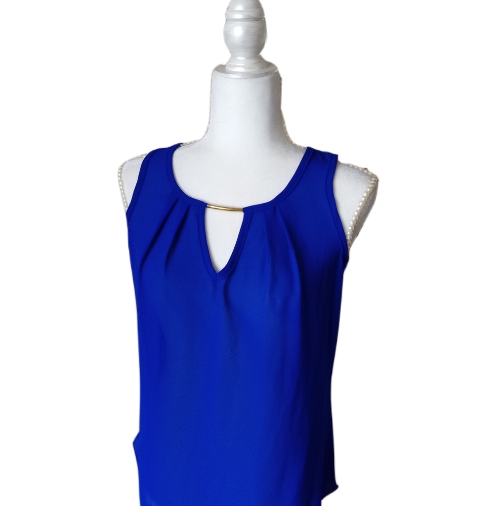NWT TOVIA Bright Blue Sleeveless Blouse ~ S